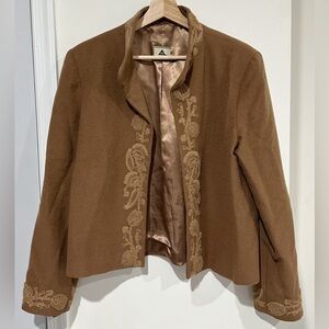 Vintage Alpaca International Embroidered Open Cardigan Jacket